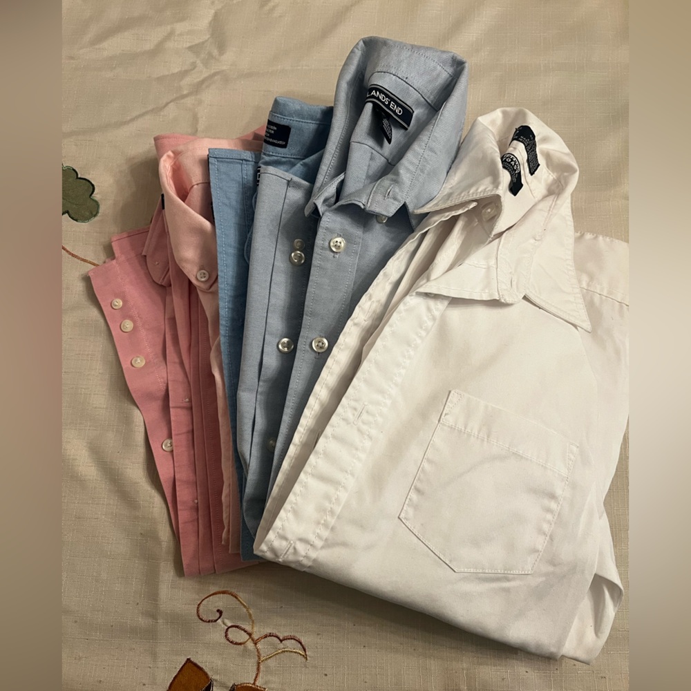 Boys size 12 Button-Up Shirts in White, Blue, and Pink